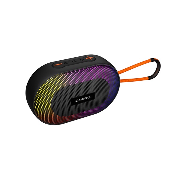 OMEGA Hangszóró 5W Bluetooth V5.1, RMS, RGB, fekete