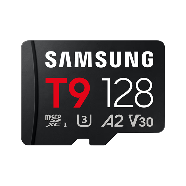 Samsung 128GB T9 UHS-1 Class10 U3 V30 A2 microSDXC memóriakártya BOX fekete