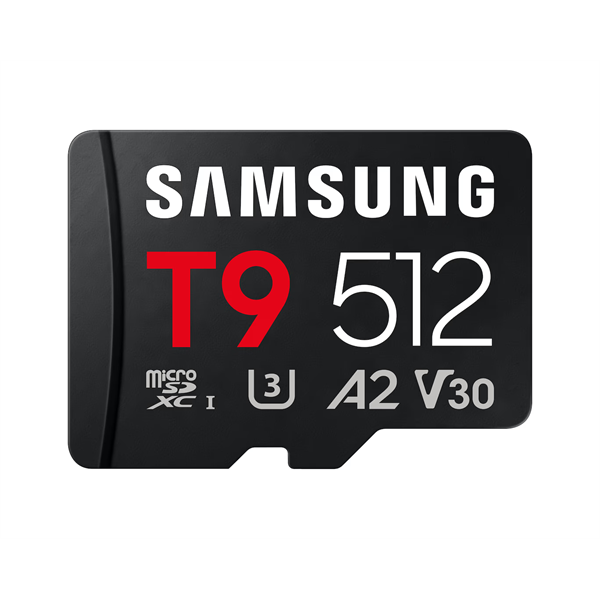 Samsung 512GB T9 UHS-1 Class10 U3 V30 A2 microSDXC memóriakártya BOX fekete