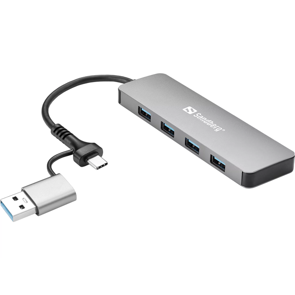 SANDBERG Hub és elosztó, USB-C/A to 4xUSB 3.0 Hub