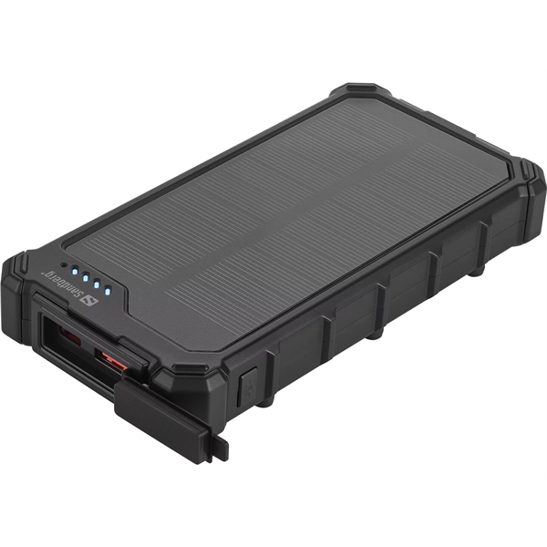 Sandberg Solar CampLED 10000mAh ütésálló vízálló napelemes powerbank fekete IP65