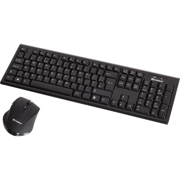 Sandberg Officce Desktop Set vezeték nélküli angol (US) membrán billentyűzet + egér fekete