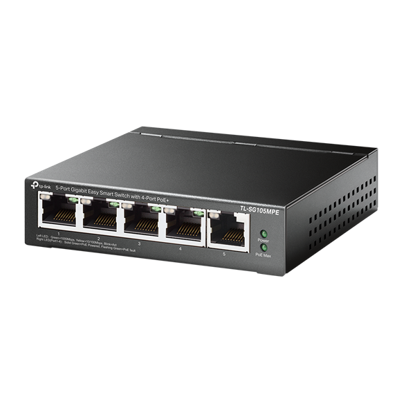 TP-LINK Switch 5x1000Mbps(4xPOE+), Easy Smart, TL-SG105MPE