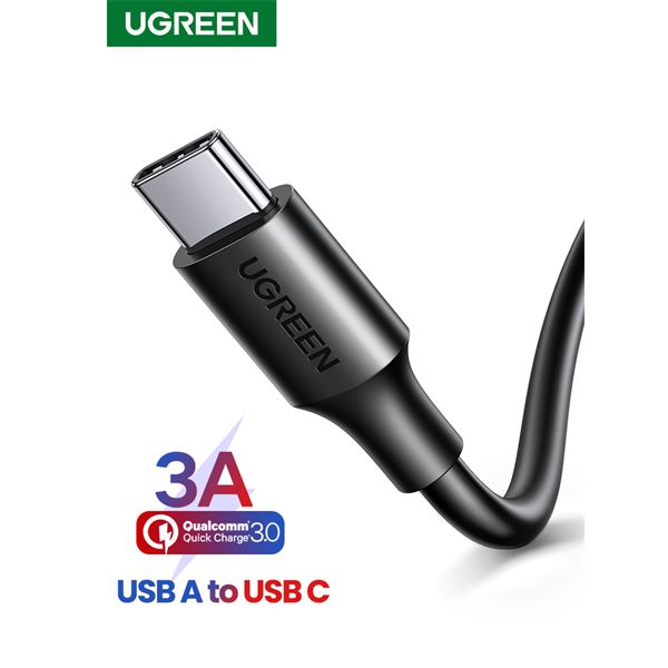 UGREEN Kábel USB 2.0 USB-A - USB-C, Gyorstöltő, 18W, 3A, M/M, 2m, fekete