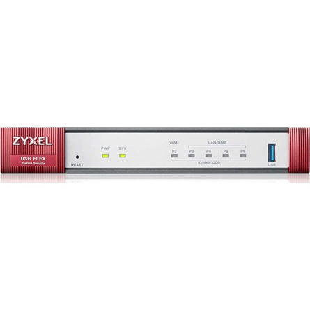 ZYXEL Tűzfal 8x1-GbE port + 1xUSB 3.0 + 1xkonzol port + 1 év Security Bundle, USGFLEX100H-EU0102F