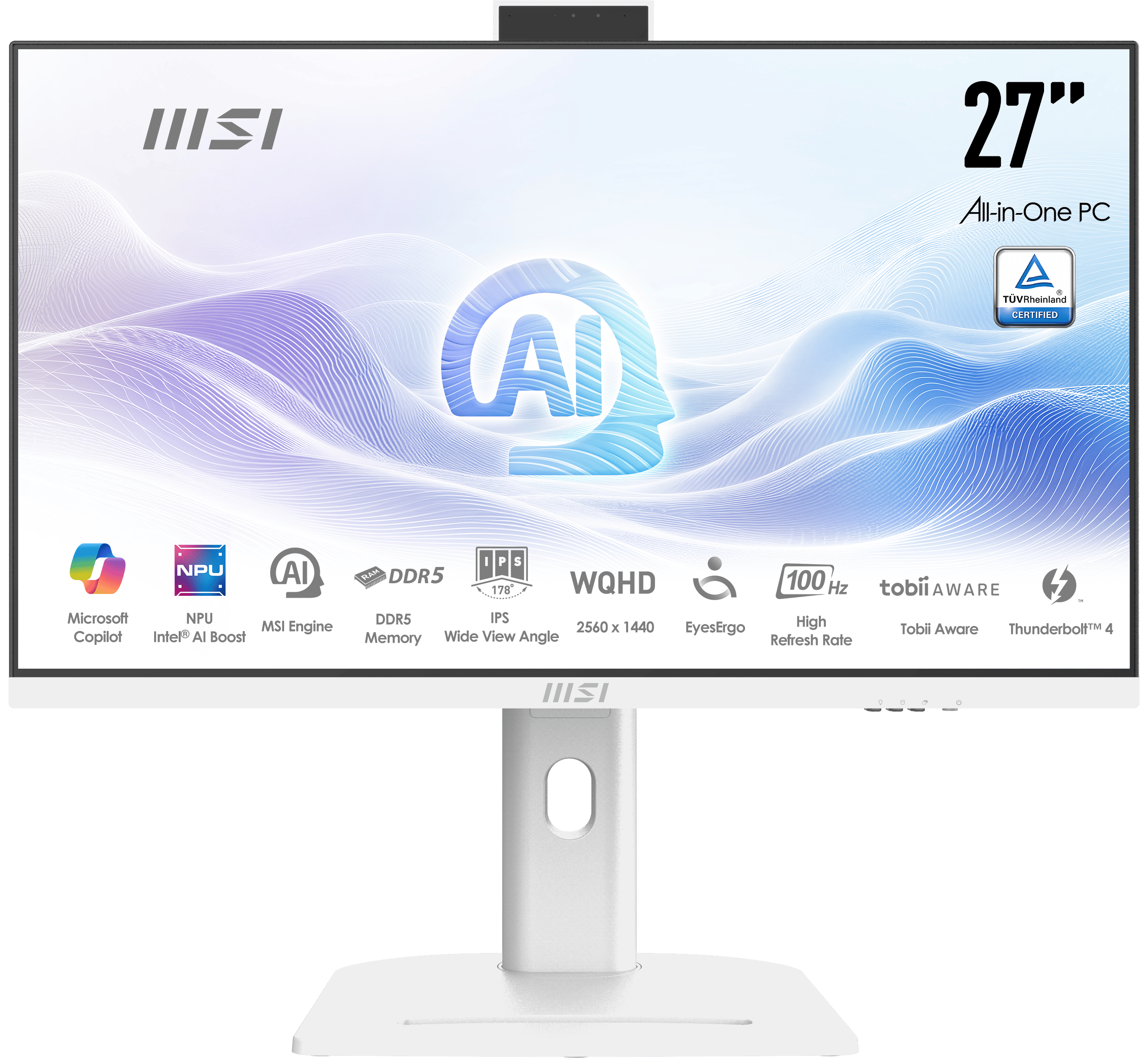 MSI AiO Modern AM273QP AI 1UM-429XEU - Ultra 7 155H, 27" QHD, 16GB, 512GB, fehér