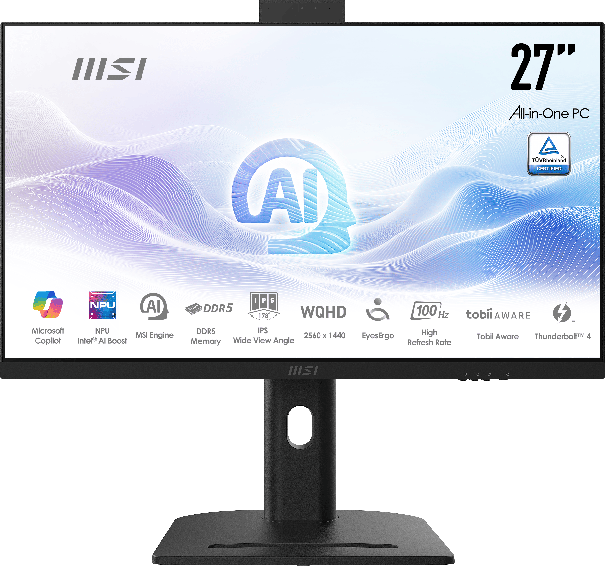 MSI AiO Modern AM273QP AI 1UMG-424XEU - Ultra 7 155H, 27" QHD, 16GB, 1TB, fekete