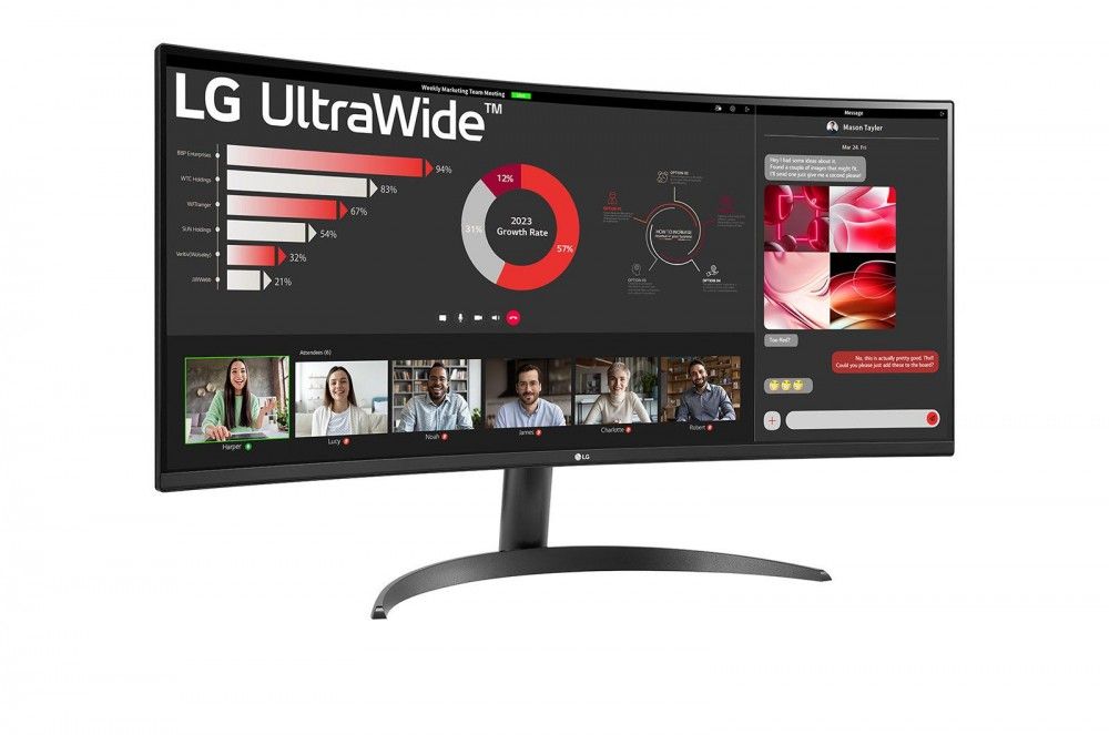 LG ívelt monitor 34" 34WR50QK, 3440x1440, 21:9, 300cd/m2, 5ms, HDMIx2/DisplayPort