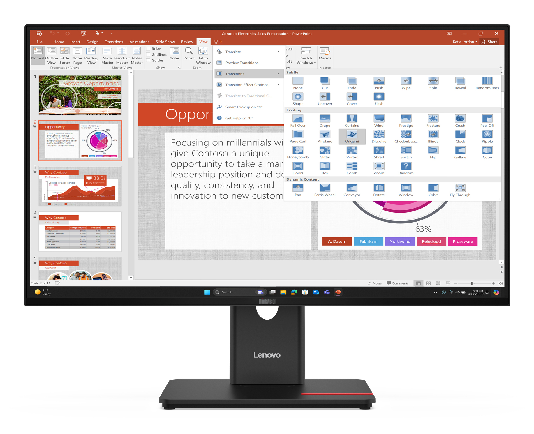 Lenovo ThinkVision T27-40 27" IPS LED monitor fekete 120Hz (USB-C: 15W)