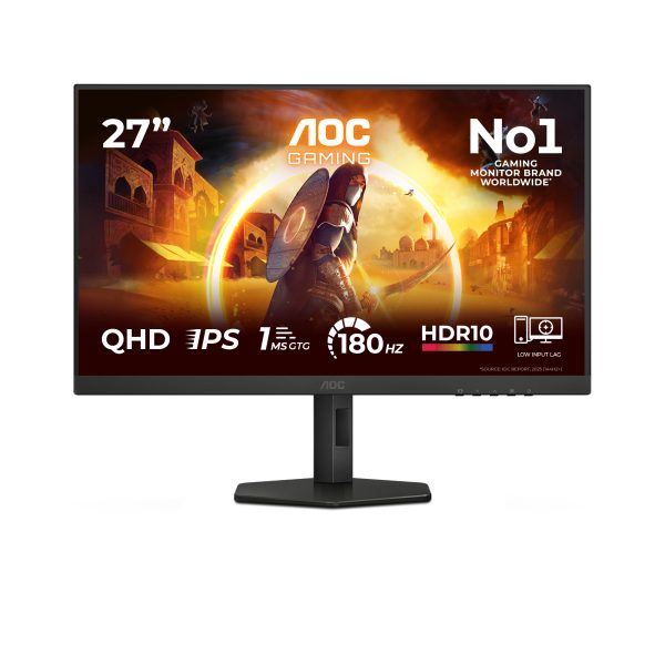 AOC Gaming 180Hz IPS monitor 27" Q27G4XF, 2560x1440, 16:9, 300cd/m2, 1ms, 2xHDMI/DisplayPort, hangszóró, áll. mag., piv