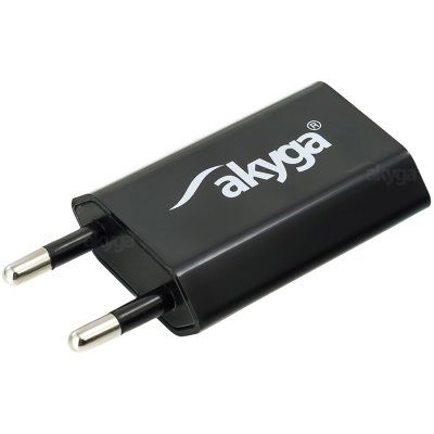 Akyga 1x USB 5V/1A fali töltő adapter, fekete - AK-CH-03