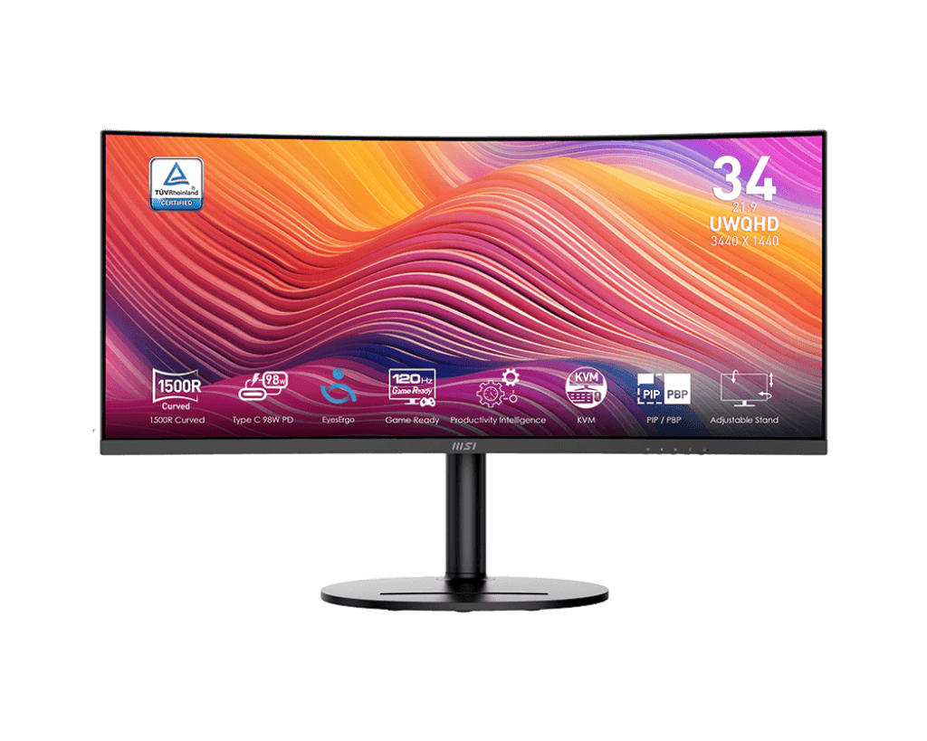 MSI Modern MD342CQP 34" UWQHD VA ívelt 120Hz DP HDMI USB-C monitor, fekete
