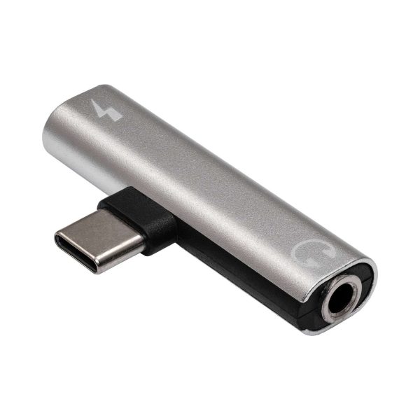 Akyga AK-AD-71 USB-C -> 1db Jack stereo 3,5mm (3pin) 1db USB-C M/F adapter ezüst