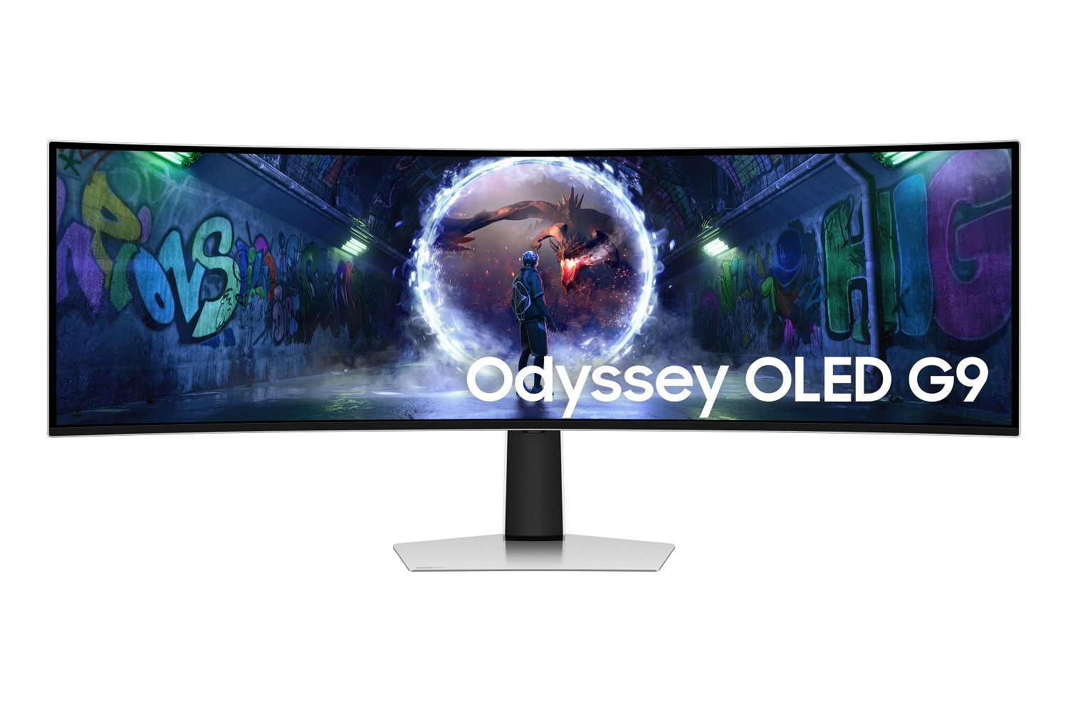 SAMSUNG Ívelt Gaming 240Hz OLED monitor 49" G93SD, 5120x1440, 32:9, 250cd/m2, 0.03ms, HDMI/MicroHDMI/DP