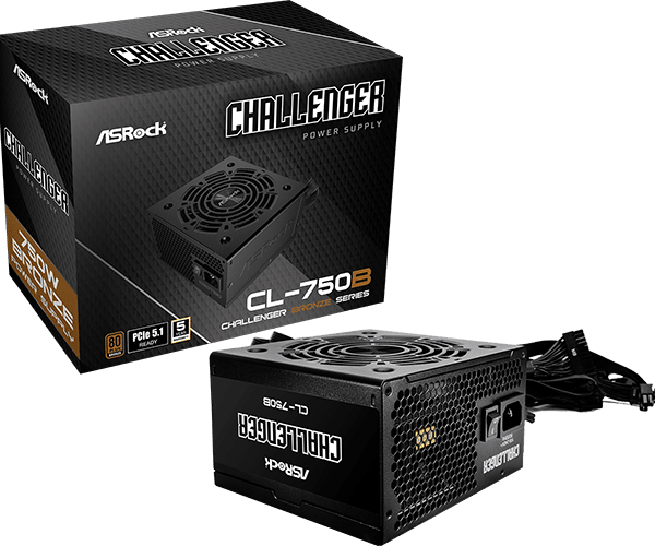 ASRock Challenger CL-750B 750W 80 PLUS BRONZE tápegység, fekete