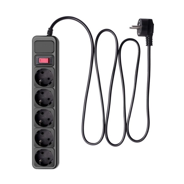 Akyga AK-SP-06A Surge Protector 5db villásdugó CEE 7/3 (EU) elosztó 1.8m fekete