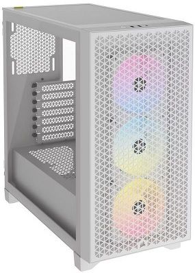 Corsair 3000D RGB AIRFLOW táp nélküli ablakos Mid Tower számítógépház fehér
