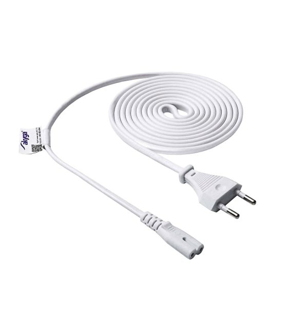 Akyga kétpólusú / nyolc / piskóta tápkábel, fehér 1.5m - AK-RD-06A