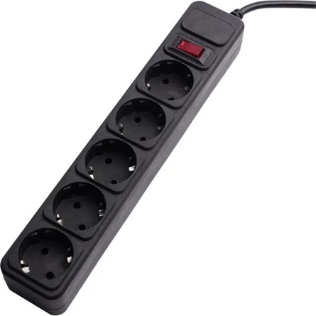 Akyga AK-SP-06A Surge Protector 5db villásdugó CEE 7/3 (EU) elosztó 1.8m fekete