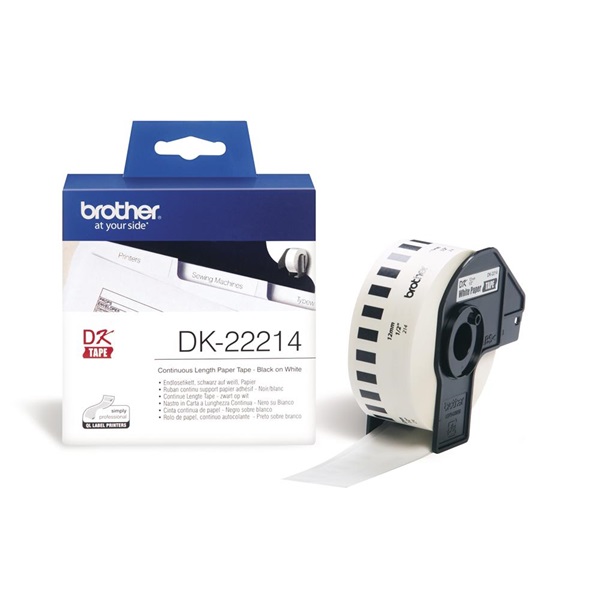 Brother DK22214 12mm x 30,48m filmszalag tekercs címketekercs fekete-fehér