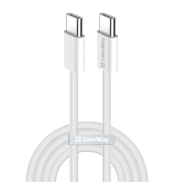 COLORWAY Kábel Type-C CW-CBPDCC061-GR, fonott pamut, PD Fast Charging 60W, 3,0A 1M szürke