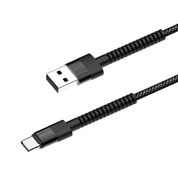 COLORWAY Kábel, Type-C (nylon - long head) 2.4A 1m black (CW-CBUC063-BK)