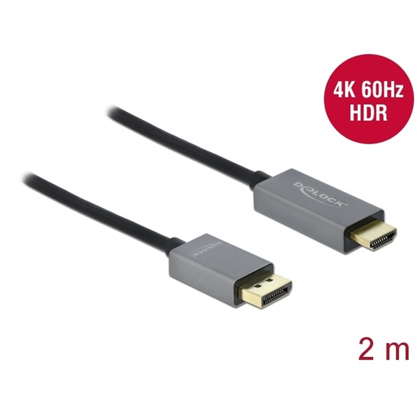 DELOCK kábel aktív Displayport 1.4 > HDMI 4K 60Hz (HDR) 2m