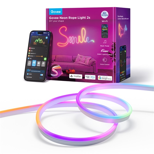 GOVEE RGBIC Neon Rope Light 2 4m White