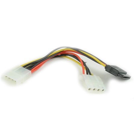 Gembird Molex Power 4pin -> Molex Power 4pin SATA Power 15pin M/F tápkábel 0.15m