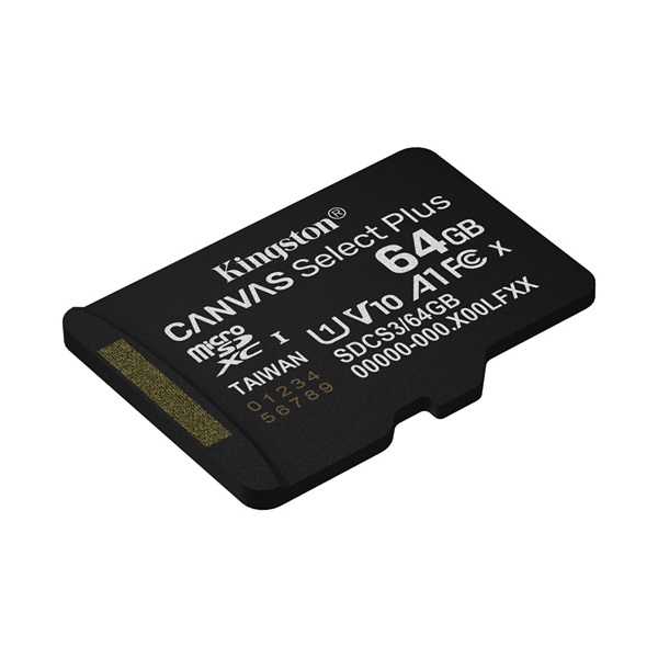 Kingston 64GB Canvas Select Plus UHS-1 U1 V10 A1 microSDXC memóriakártya Single Pack
