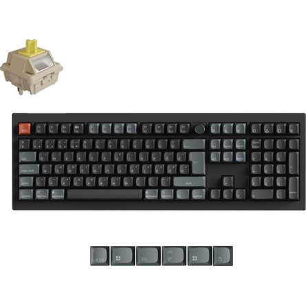 Keychron V6 Ultra 8K Bluetooth / vezeték nélküli magyar Silk POM Brown mechanikus billentyűzet fekete (Bontott!)