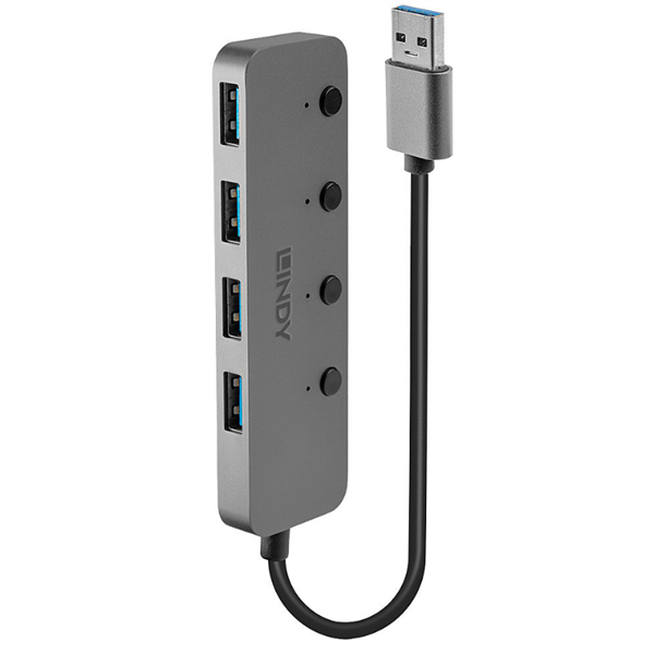 LINDY 4 Port USB 3.0 Hub with On/Off Switches