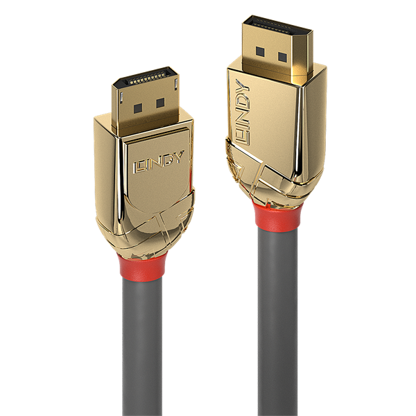 LINDY Kábel DisplayPort 1.4 DP - DP, High Speed Gold Line, 8K@60Hz, M/M, 10m, szürke - 20 ÉV GARANCIA