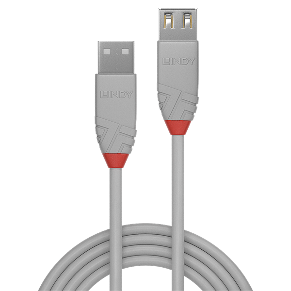 LINDY Kábel USB 2.0 A - A hosszabbító, Anthra Line, M/F 3m, szürke