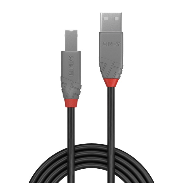 LINDY 0,5m USB 2.0 Type A to B kábel, Anthra Line