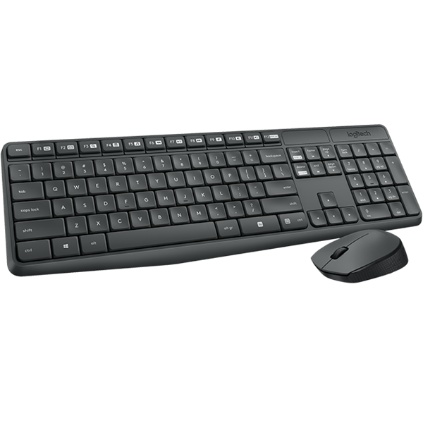 Logitech MK235 vezeték nélküli cseppálló magyar billentyűzet + egér fekete