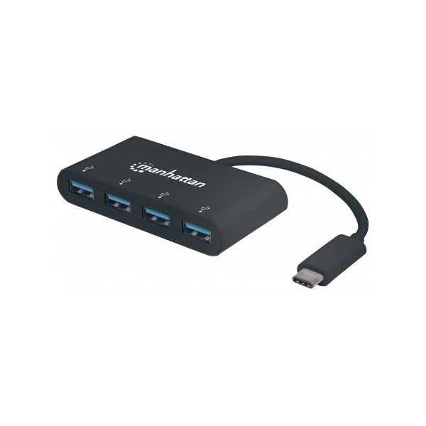 MANHATTAN USB 3.2 Gen1 HUB 4 portos, USB C csatlakozóval
