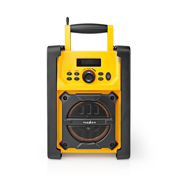 Nedis RDFM3100YW munka rádió, FM, bluetooth, rezgéscsillapítás, 15W, 20 FM állomás, 3,5 mm audióbemenet