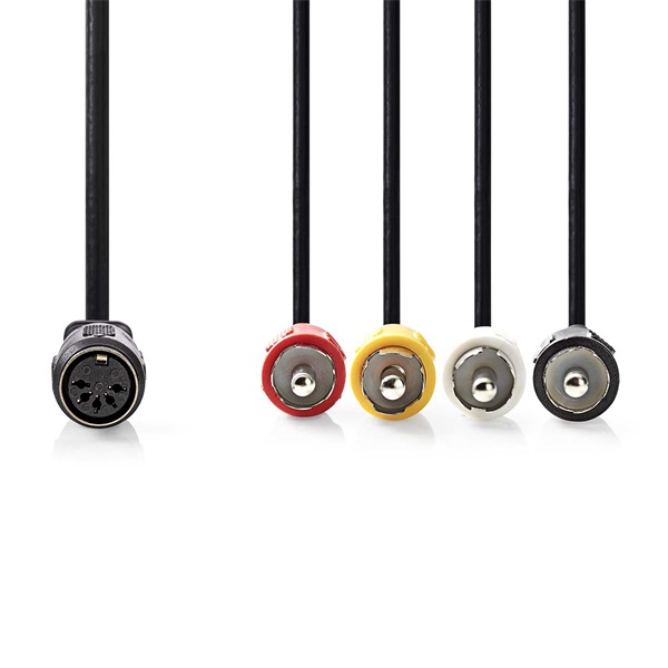 Nedis CAGL20475BK02 audio kábel 5p DIN aljzat - 4 x RCA dugó, hossz 0.20m
