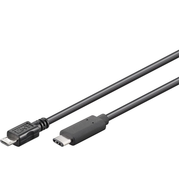 PREMIUMCORD Kábel USB 2.0, USB-C - Micro-B, M/M, 1m, fekete