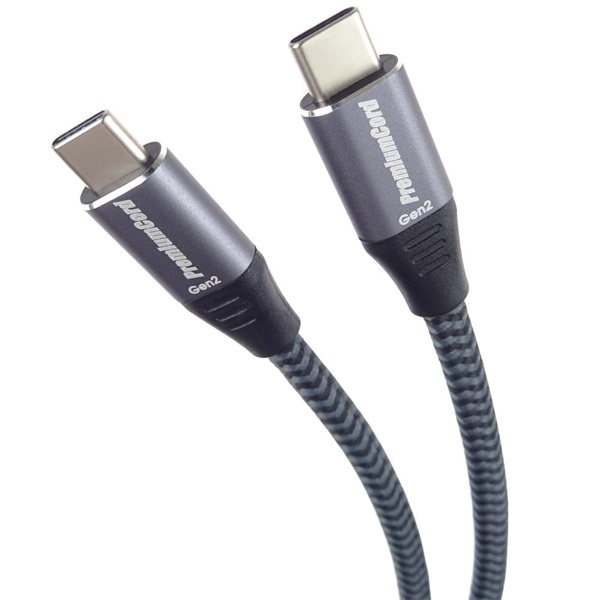 PREMIUMCORD Kábel USB 3.2 Gen 2x2, C - C, 100W, 5A, 20Gbit/s, Video Support, M/M, 2m, szürke