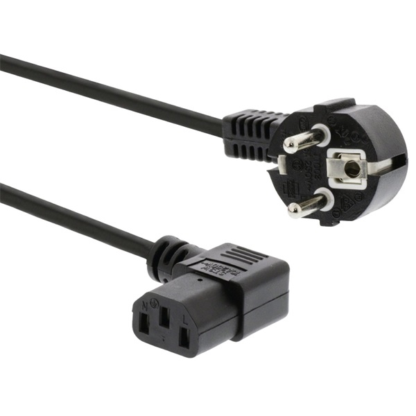 PREMIUMCORD Tápkábel, PC, CEE7/7, SCHUKO - C13 M/F, 90°-os, 3m, fekete