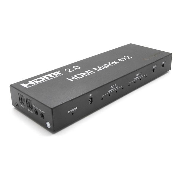 PROCONNECT Mátrix switch 4x2, HDMI 2.0, 4K, 2xHDMI out, 4xHDMI in, IR