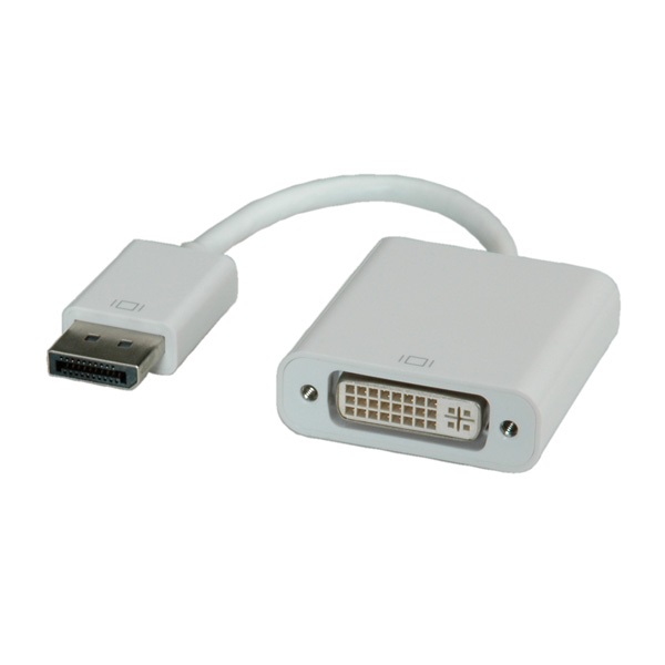 ROLINE Adapter DisplayPort - DVI, 2K@60Hz, M/F,   0,1m, fehér