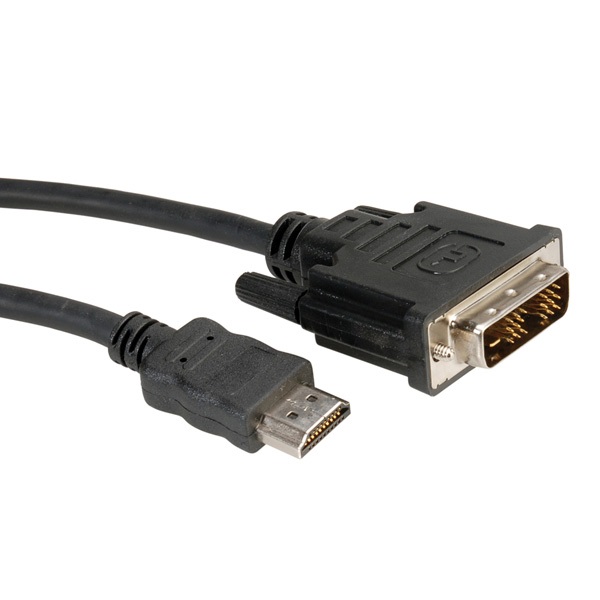 ROLINE Kábel DVI - HDMI, DVI-D 18+1, 2K@60Hz, M/M, 2m, fekete