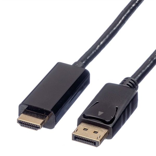 ROLINE Kábel DisplayPort 1.2 DP - HDMI 4K@60Hz, M/M,  3m, fekete