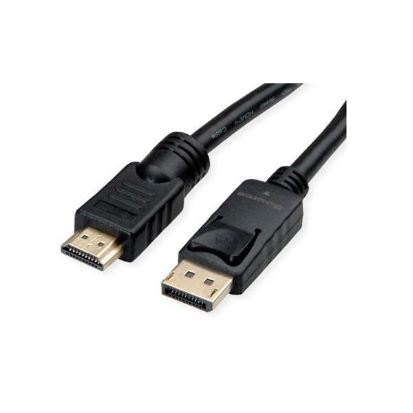 ROLINE Kábel DisplayPort 1.2 DP - HDMI 4K@60Hz, UHDTV, M/M, 7,5m, fekete