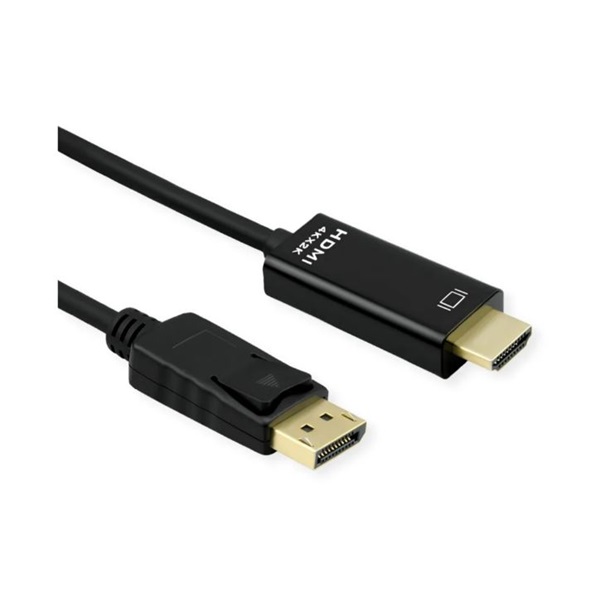 ROLINE Kábel DisplayPort 1.2 DP - HDMI (UHDTV) 4K@60Hz, M/M, 2m, fekete