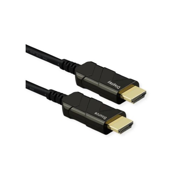ROLINE Kábel HDMI - HDMI, Optikai, UHD, 8K@60Hz, (AOC),M/M, 50m, fekete
