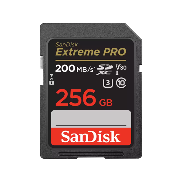 SANDISK 121597, SDXC EXTREME PRO KÁRTYA 256GB, 200/140 MB/s , UHS-I, Class 10, U3, V30